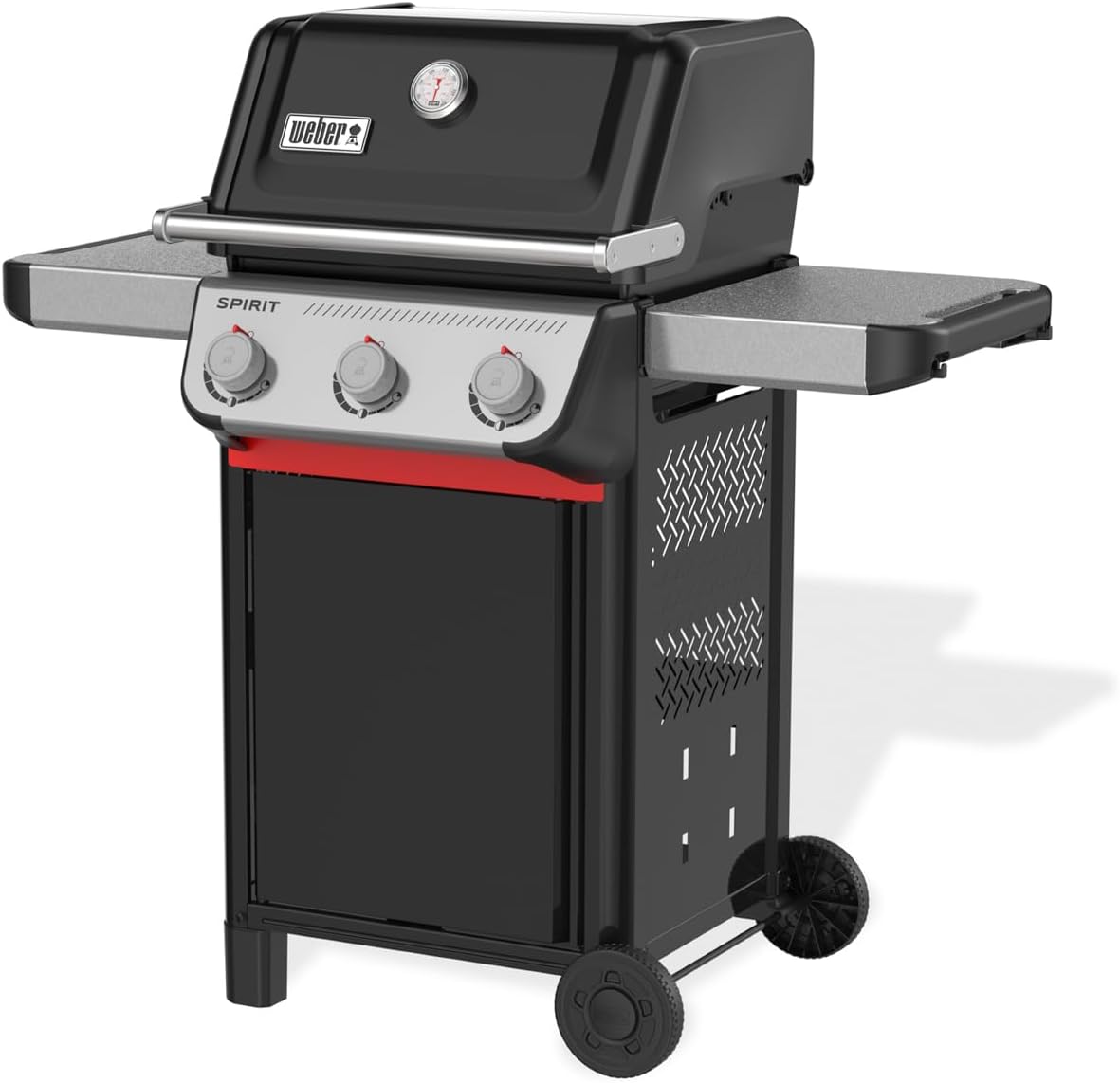 Weber Spirit E-410/4 Burner Gas Grill, Snap-Jet Ignition, Heavy Duty Wheels & Heating Grill, 51 x 46 cm Area Fits Weber Works Side Rails, Black/Silver
