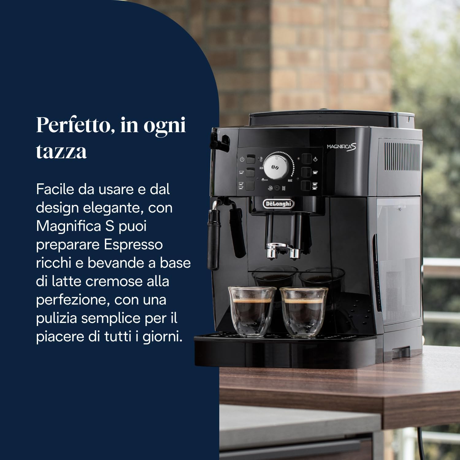 De'Longhi Perfetto Magnifica S ECAM11.112.B Macchina da caffè automatica per espresso e cappuccino, in chicchi o in polvere, con pulsanti di selezione diretta e spegnimento automatico, nera