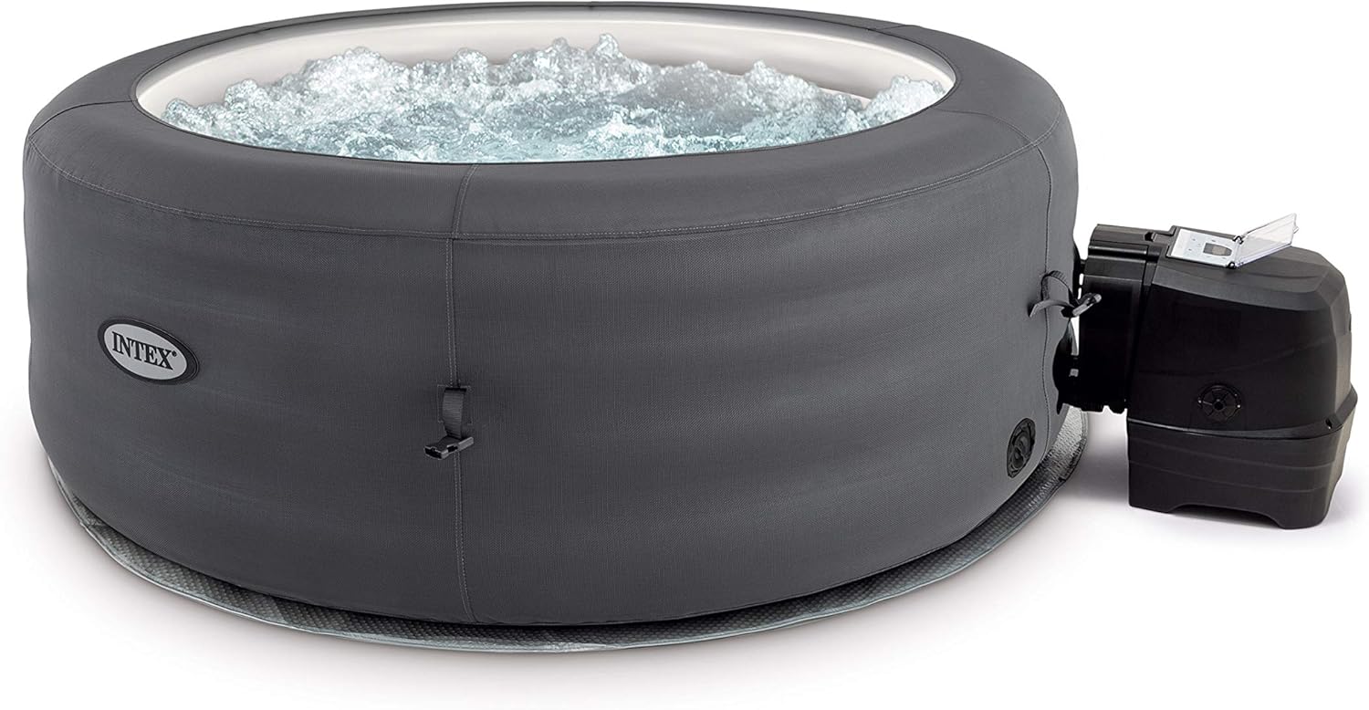 Intex 28482EX – Simple Spa idromassaggio gonfiabile, 4 posti, grigio, diametro 196 x 66 cm