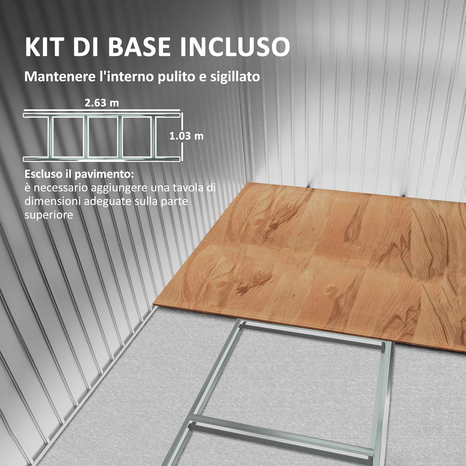 Outsunny Casetta da Giardino 4.9 m² con Fondazione, 4 Prese d'Aria e 2 Porte Scorrevoli, Capanno Porta Attrezzi in Lamiera d'Acciaio, 277x195x192 cm, Giallo