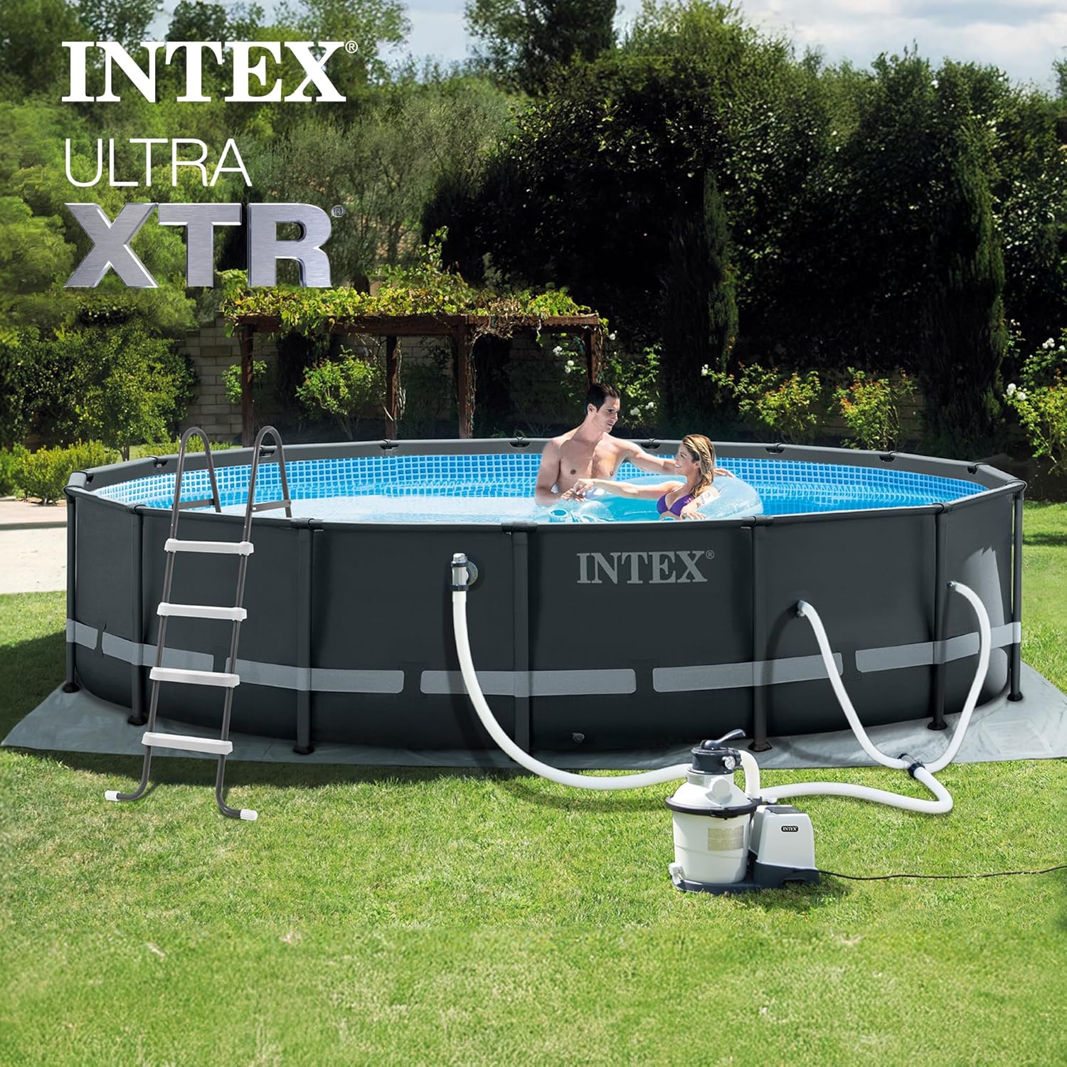 INTEX 26325EH Ultra XTR 488 x 122 cm con pompa a sabbia e sabbia filtrante premium OptiFlow da 22,7 kg