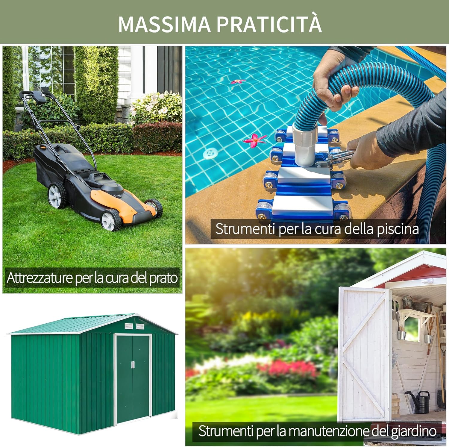 Outsunny Casetta da Giardino 4.9 m² con Fondazione, 4 Prese d'Aria e 2 Porte Scorrevoli, Capanno Porta Attrezzi in Lamiera d'Acciaio, 277x195x192 cm, Giallo