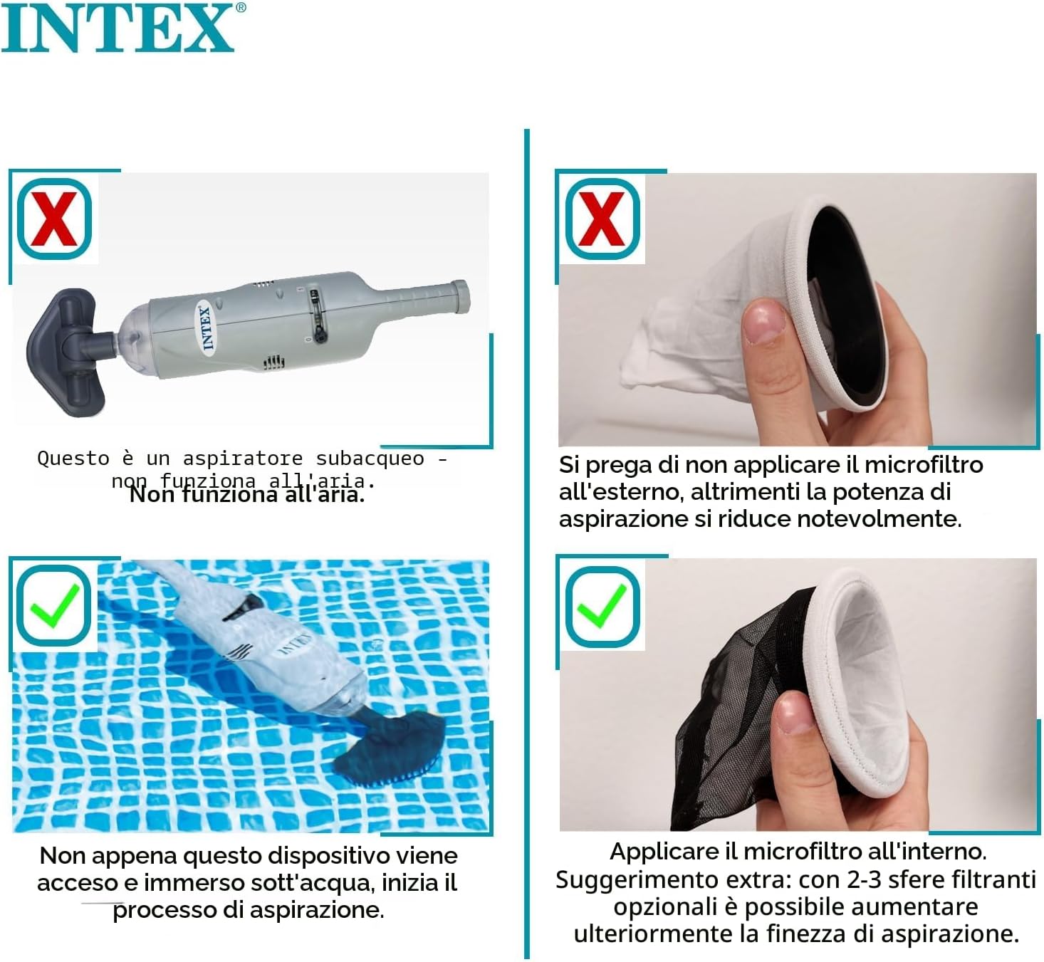 Intex 28620NP Aspiratore manuale subacqueo a batteria per piscina, grigio
