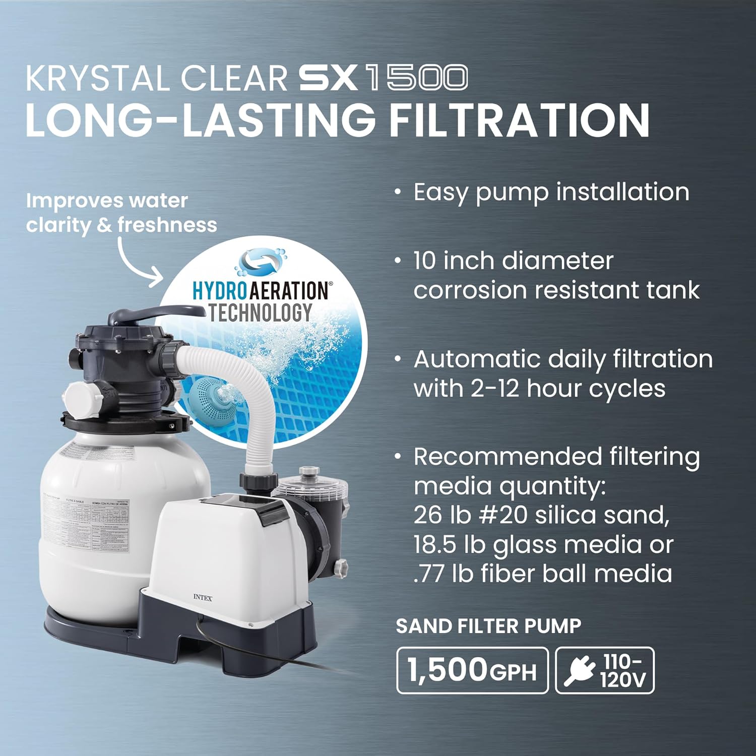 INTEX 26325EH Ultra XTR 488 x 122 cm con pompa a sabbia e sabbia filtrante premium OptiFlow da 22,7 kg