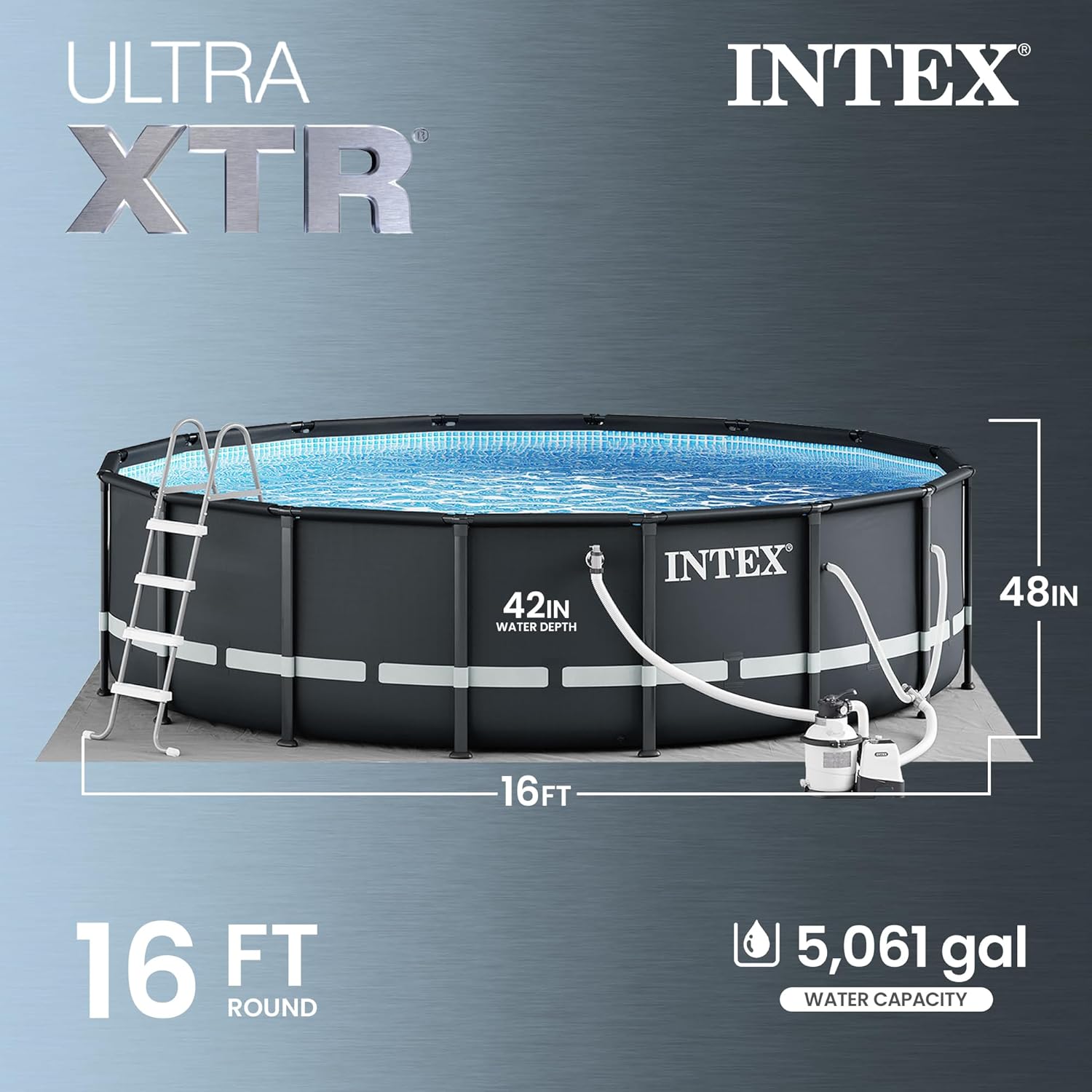 INTEX 26325EH Ultra XTR 488 x 122 cm con pompa a sabbia e sabbia filtrante premium OptiFlow da 22,7 kg